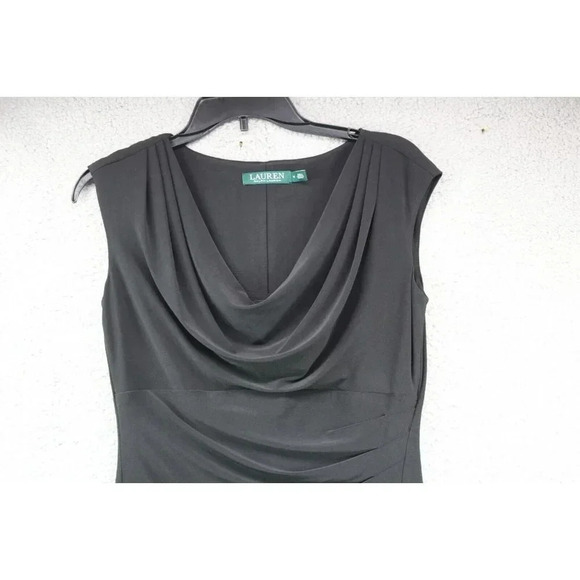 Lauren Ralph Lauren Black Ruched Dress-Size 6-Great Condition - Picture 2 of 8
